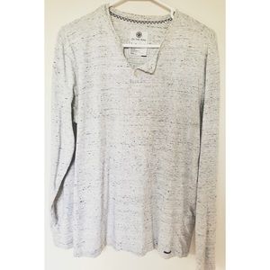 Heathered White Henley Long Sleeve Shirt